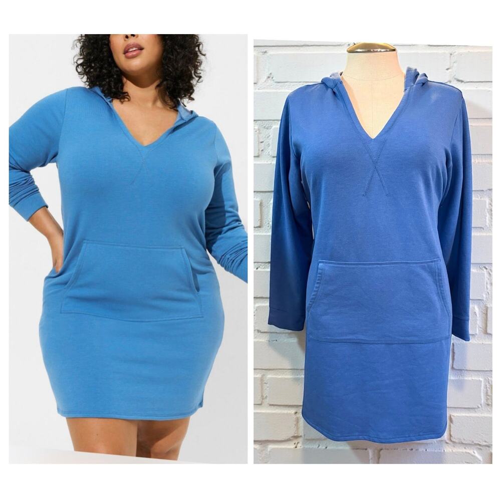 Torrid 1 (1X 14/16) Blue Super Soft Fleece Lined Pullover Hoodie Lounge Dress